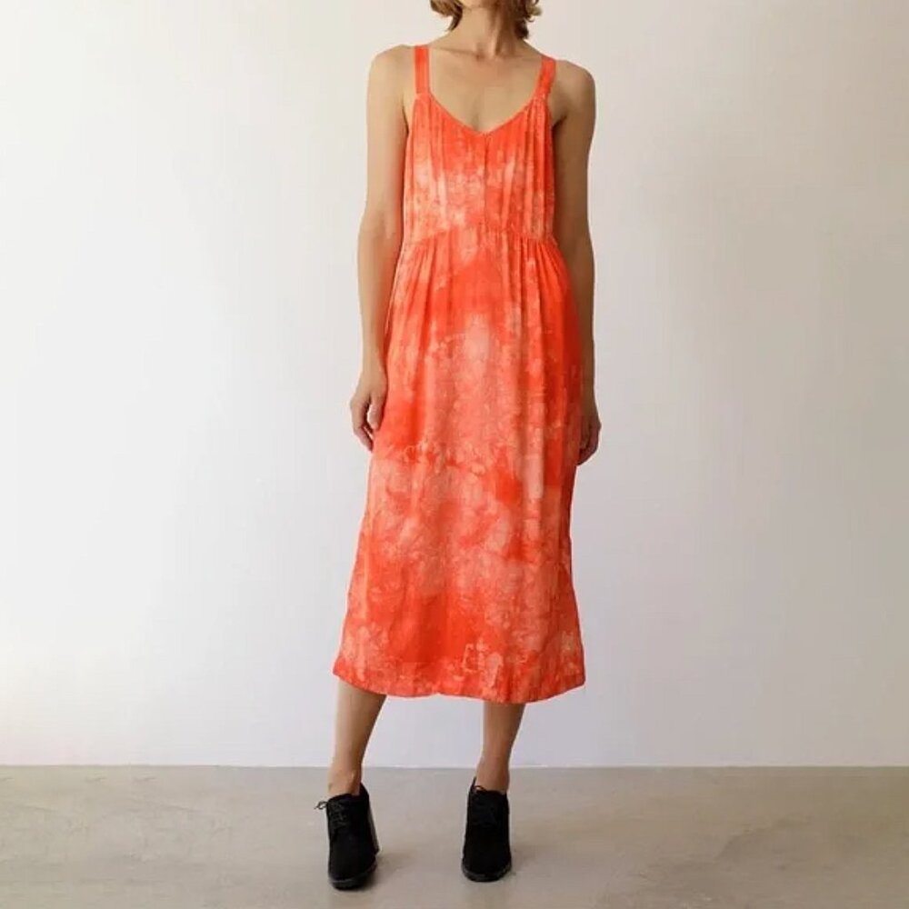 Raquel Allegra Tie Dye Ripple Satin Slip Dress